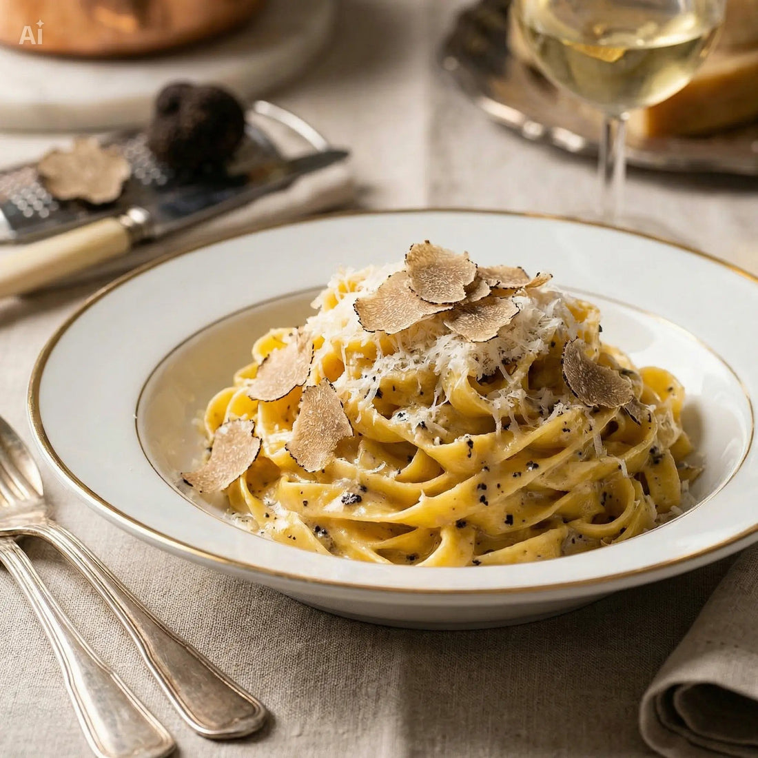 Tagliatelle al Tartufo con Salsa Reale e Burro al Tartufo